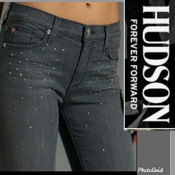 Hudson Gray Studded Jeans, 26 - Picture 1 of 4